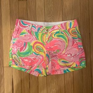 Lilly Pulitzer Pink and Green Flamingo Callahan Short with 5” Inseam